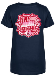 New Era St Louis Cardinals Girls Navy Blue Color Changing Heart Short Sleeve Tee
