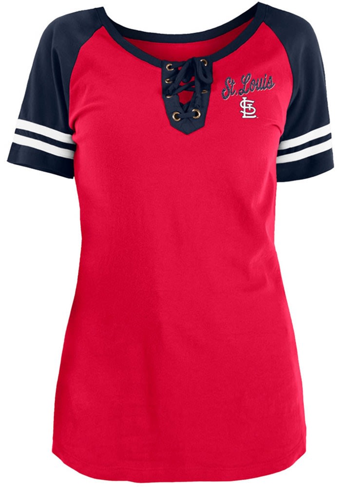 St. Louis Cardinals New Era Women's Lace-Up Long Sleeve T-Shirt - White/Red