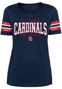 New Era St Louis Cardinals Womens Navy Blue Sleeve Striped Short Sleeve T-Shirt