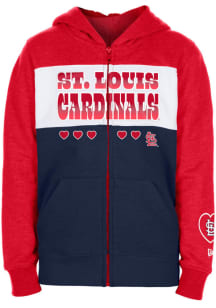 New Era St Louis Cardinals Girls Red Wordmark Heart Long Sleeve Full Zip Jacket