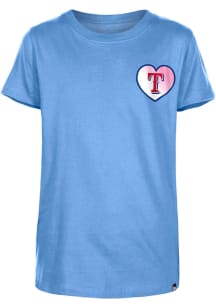 New Era Texas Rangers Girls Light Blue Color Changing Heart Short Sleeve Tee