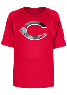 New Era Cincinnati Reds Youth Red Camo Primary Logo Short Sleeve T-Shirt