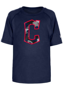 New Era Cleveland Guardians Youth Navy Blue Camo Primary Logo Short Sleeve T-Shirt