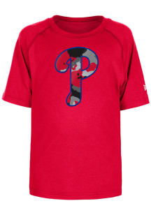 New Era Philadelphia Phillies Youth Red Camo Primary Logo Short Sleeve T-Shirt