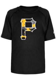 New Era Pittsburgh Pirates Youth Black Camo Primary Logo Short Sleeve T-Shirt