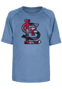 New Era St Louis Cardinals Youth Light Blue Camo Primary Logo Short Sleeve T-Shirt
