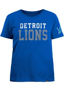 New Era Detroit Lions Womens Blue Brushed Short Sleeve T-Shirt
