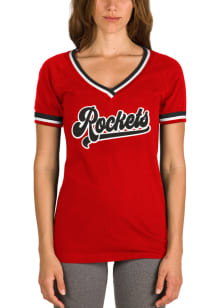 New Era Houston Rockets Womens Red Raglan Short Sleeve T-Shirt
