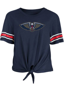 New Era New Orleans Pelicans Womens Navy Blue Tie Short Sleeve T-Shirt
