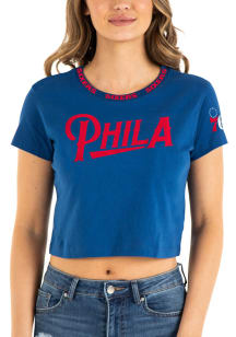New Era Philadelphia 76ers Womens Blue Histchamp Short Sleeve T-Shirt
