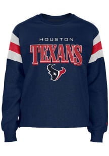 New Era Houston Texans Womens Navy Blue Stripe Crew Sweatshirt