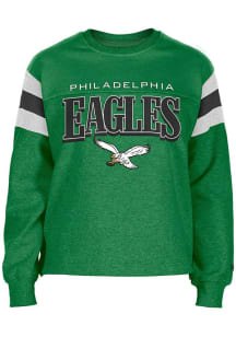 New Era Philadelphia Eagles Womens Kelly Green Stripe Crew Sweatshirt