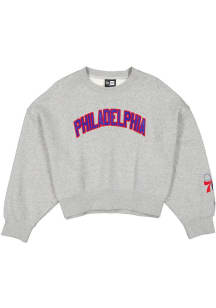 New Era Philadelphia 76ers Womens Grey Boxy Crew Crew Sweatshirt