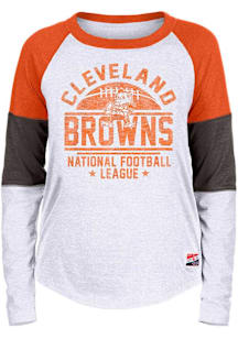 New Era Cleveland Browns Womens White Contrast LS Tee