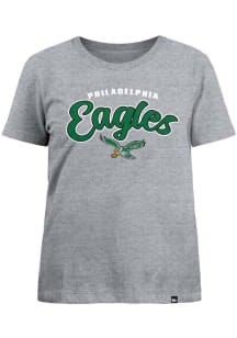 New Era Philadelphia Eagles Womens Grey Jersey Script Short Sleeve T-Shirt