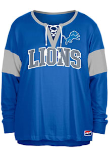 New Era Detroit Lions Womens Blue Lace Up Design LS Tee