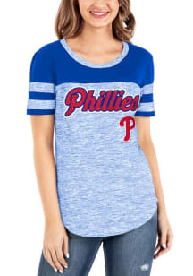 New Era Philadelphia Phillies Womens Blue Raglan Short Sleeve T-Shirt