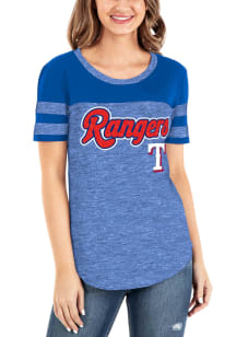 New Era Texas Rangers Womens Blue Raglan Short Sleeve T-Shirt