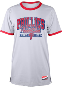 New Era Philadelphia Phillies Womens White Ringer Short Sleeve T-Shirt