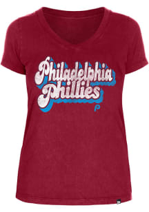 New Era Philadelphia Phillies Womens Maroon Enzyme Short Sleeve T-Shirt