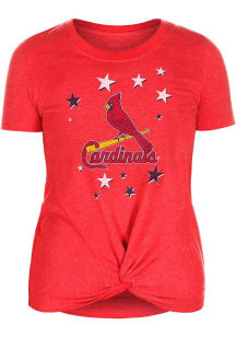 New Era St Louis Cardinals Womens Red Front Knot Short Sleeve T-Shirt