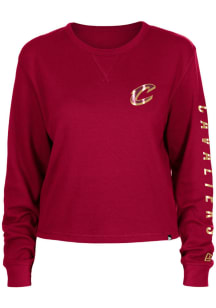 New Era Cleveland Cavaliers Womens Maroon Time Out LS Tee