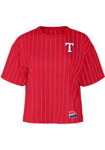 New Era Texas Rangers Womens Red Crop Short Sleeve T-Shirt