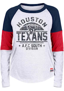 New Era Houston Texans Womens White Contrast LS Tee