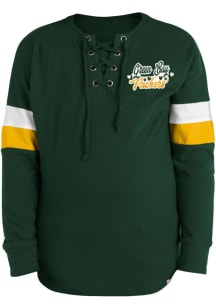 New Era Green Bay Packers Girls Green Lace Up Scoop Neck Long Sleeve T-shirt