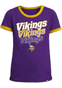 New Era Minnesota Vikings Girls Purple Flip Sequin Football Short Sleeve Fashion T-Shirt
