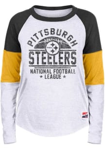 New Era Pittsburgh Steelers Womens White Contrast LS Tee