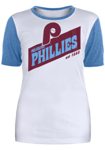 New Era Philadelphia Phillies Womens White Colorblock Short Sleeve T-Shirt