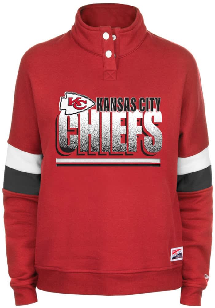 New Era Kansas City Chiefs Women's Red Mock 1/4 Zip Pullover, Red, 60% Cotton / 40% POLYESTER, Size S, Rally House