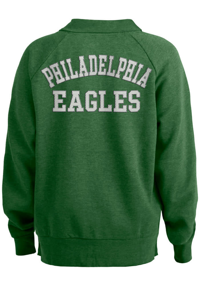 New Era Women's Philadelphia Eagles Kelly Green Raw Edge Cropped Hoodie