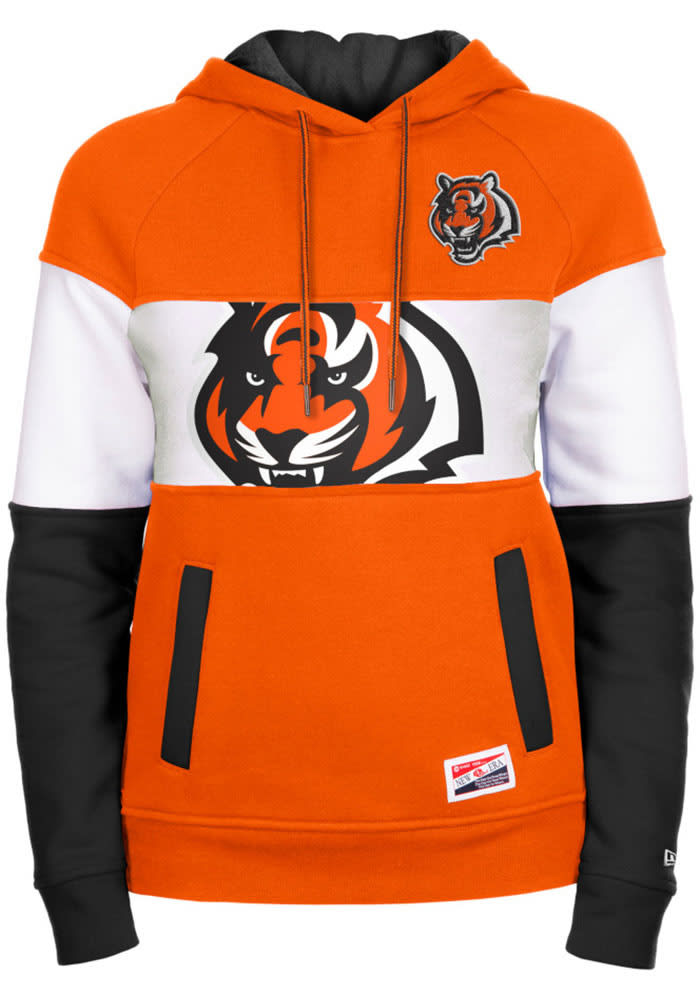 New Era Women's Cincinnati Bengals Orange Raw Edge Cropped Hoodie