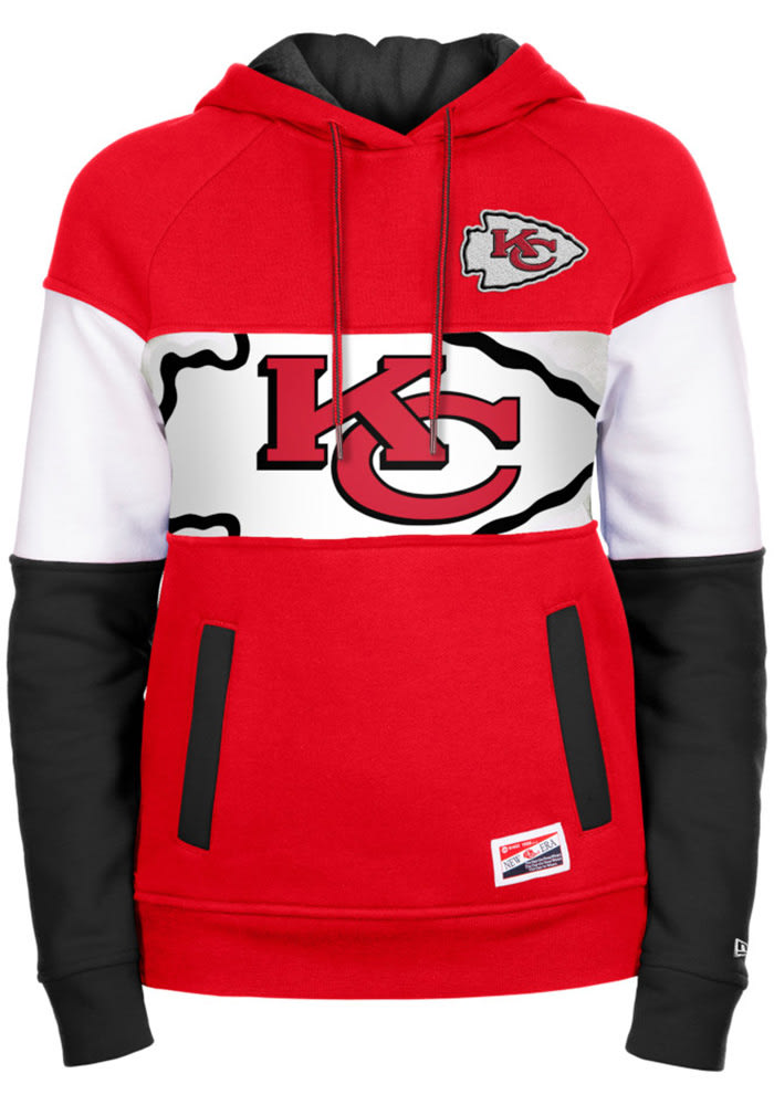 New Era Women's Kansas City Chiefs Red Raw Edge Cropped Hoodie