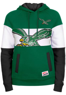 New Era Philadelphia Eagles Womens Kelly Green Colorblock Hooded Sweatshirt