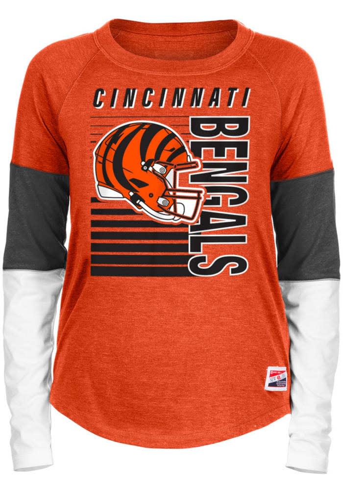 New Era Cincinnati Bengals Womens Orange Helmet LS Tee