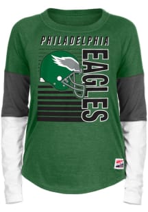 New Era Philadelphia Eagles Womens Kelly Green Helmet LS Tee