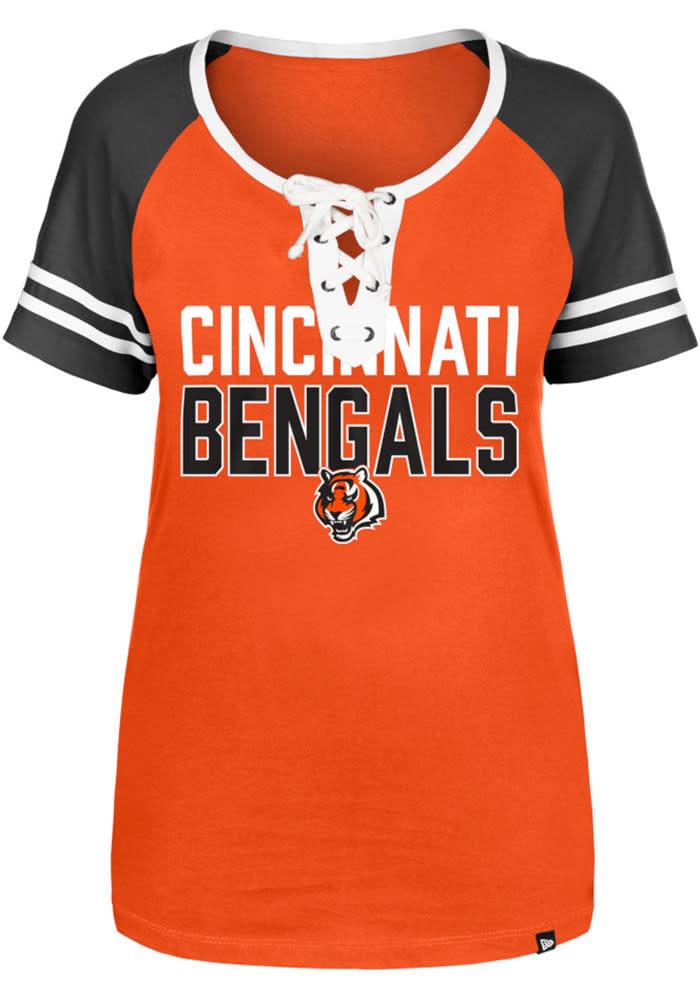 New Era Cincinnati Bengals Women's Orange Tie Short Sleeve T-Shirt, Orange, 100% Cotton, Size XS, Rally House