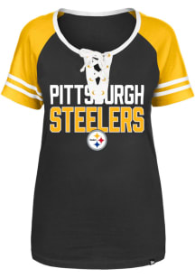 New Era Pittsburgh Steelers Womens Black Tie Short Sleeve T-Shirt