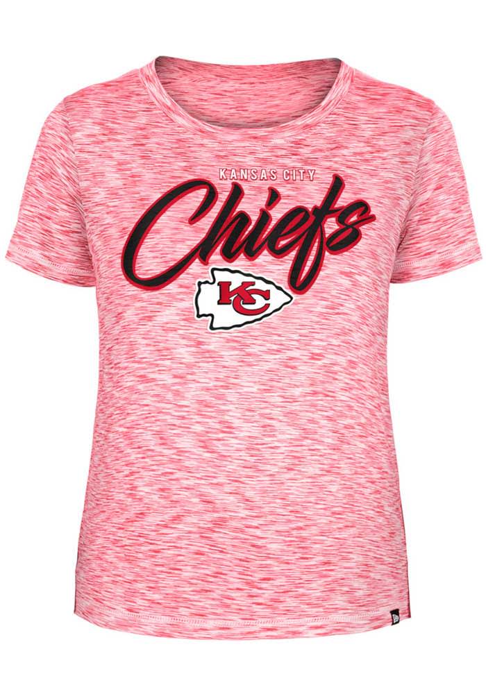 New Era Kansas City Chiefs Women's Pink Novelty Short Sleeve T-Shirt, Pink, 60% Cotton / 40% POLYESTER, Size L, Rally House