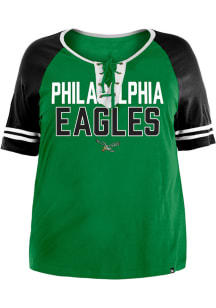 New Era Philadelphia Eagles Womens Kelly Green Lace Up Short Sleeve T-Shirt