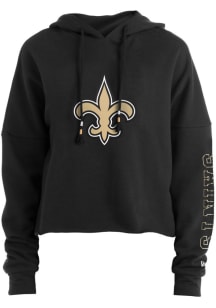 New Era New Orleans Saints Womens Black Athletic Cropped Hooded Sweatshirt