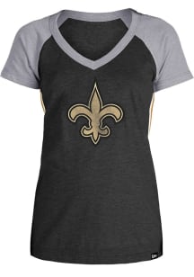New Era New Orleans Saints Womens Charcoal Colorblock Short Sleeve T-Shirt