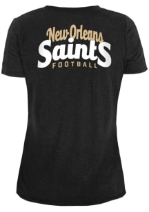 New Era New Orleans Saints Womens Black Front Knot Short Sleeve T-Shirt