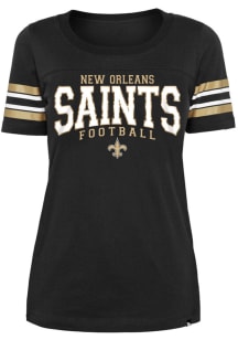 New Era New Orleans Saints Womens Black Sleeve Stripe Short Sleeve T-Shirt