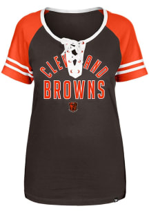 New Era Cleveland Browns Womens Brown Lace Up Short Sleeve T-Shirt