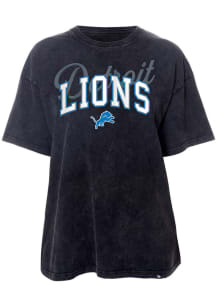 New Era Detroit Lions Womens Black Washed Oversized Short Sleeve T-Shirt