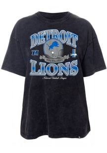 New Era Detroit Lions Womens Black Washed Helmet Short Sleeve T-Shirt